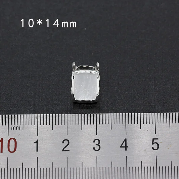 10x14mm rectangle 30p пустая основа установка пришивные стразы граненые хрустальные драгоценности Посеребренные пустые коготь для камня аксессуары для одежды ссылка 1 - Цвет: 10x14mm rectangle