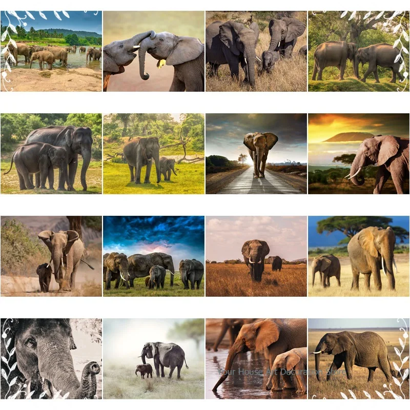 

Diy Diamond Painting Elephants Forest Scenery 5D Full Square Rhinestone Embroidery Diamond Home Decoration Wall Paste