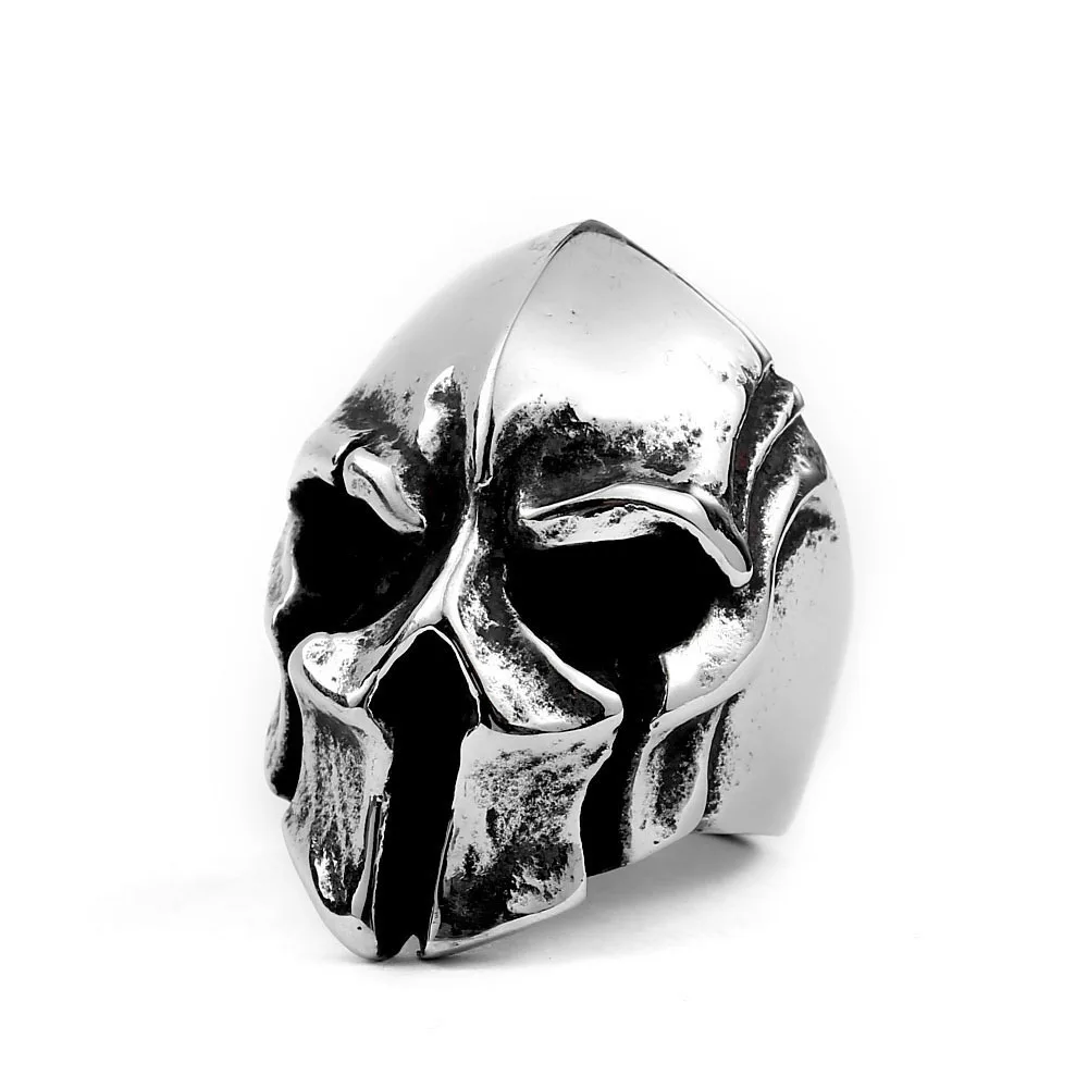

Vintage Warrior Titanium Steel Skull Biker Gothic Punk 316L Stainless Steel Ring For Men Retro Male Design Round Bands Rings