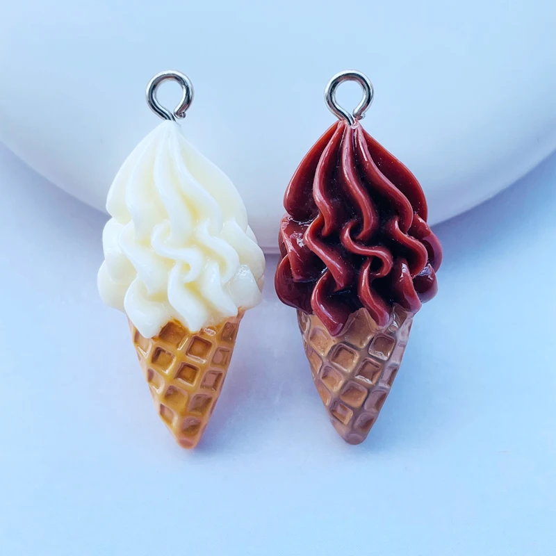 

10 PCS New Cute Cartoon Ice Cream Series Kawaii Pendant Key Chain Necklace Pendant DIY Decoration Accessories A53