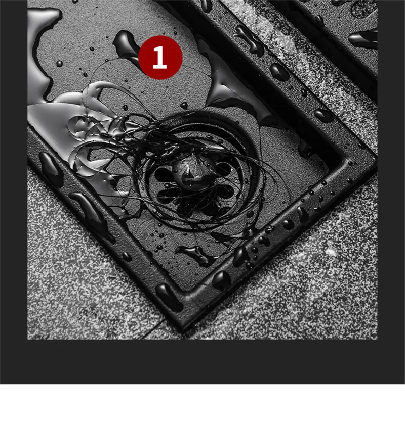 

Rectangle 304 Stainless Steel Black baking paint Bathroom Sewer Shower Room Floor Drains Length 20-50cm