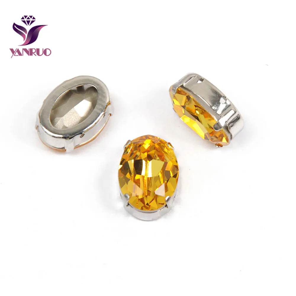 YANRUO 4120 овальной формы с острым задней пришить стразы Стекло ремесленных камни стразы хрустальные камни для ювелирных изделий DIY ремесла - Цвет: Light Topaz