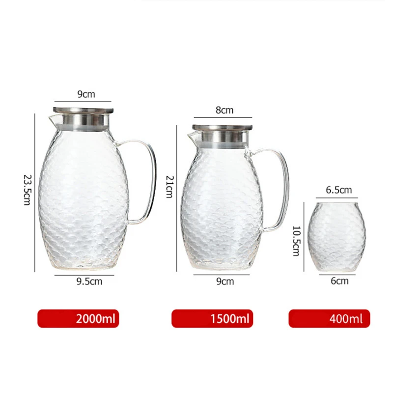 Стеклянный Горшок для воды большой емкости с рыбьей чешуей термостойкий