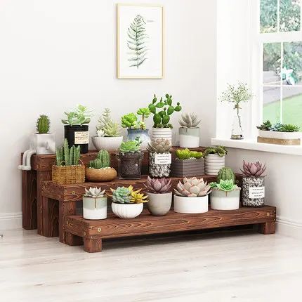 

Healthy, alcohol free corner, space saving, fleshy flower rack, waterproof and heat-resistant creative solid wood flower