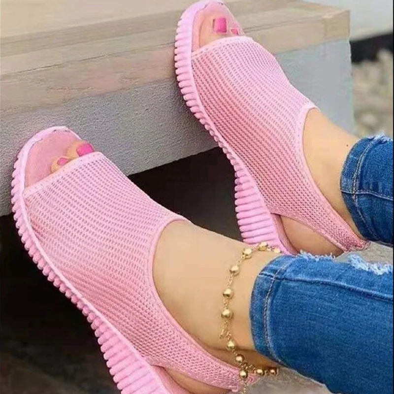 

Summer Women's Sandals Hollow Out Shoes Women Solid Color Shoes For Ladies Fish Mouth Sandals Women Breathable Female Sandals