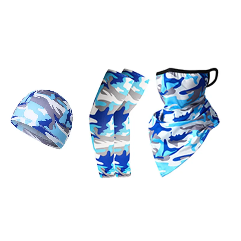 

Summer Outdoor Sunscreen Riding Cap Ice Silk Hanging Ear Triangle Scarf Riding Ice Silk Sunscreen Sleeve Sports Suit 15 Colors