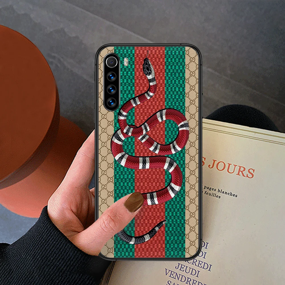 

Italy Luxury Brand Snake Bee Doraemon Phone Case For Xiaomi Redmi Note 7 8 8T 9 9S 4X 7 7A 9A K30 Pro Ultra black Shell Pretty