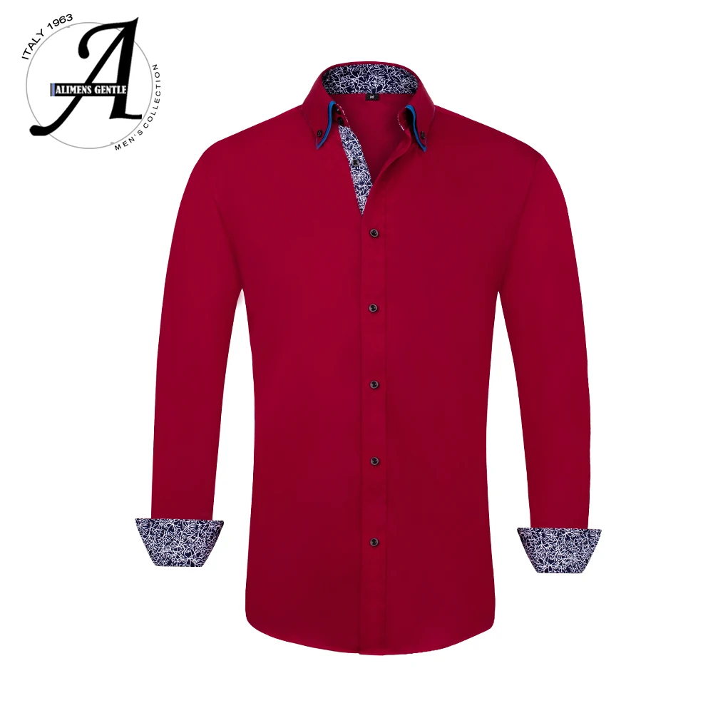 Эластичные повседневные мужские рубашки обычные нежелезные с длинным рукавом