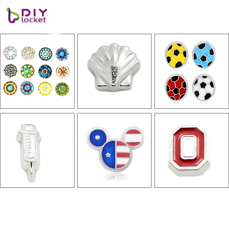 10 шт. разные стильные Плавающие Подвески из цинкового сплава подходят для