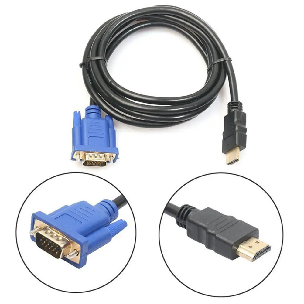 1.8m HDMI-compatible to 15Pin VGA Cable 1080P Video Adapter Male Cord for HDTV Projector Display | Электроника