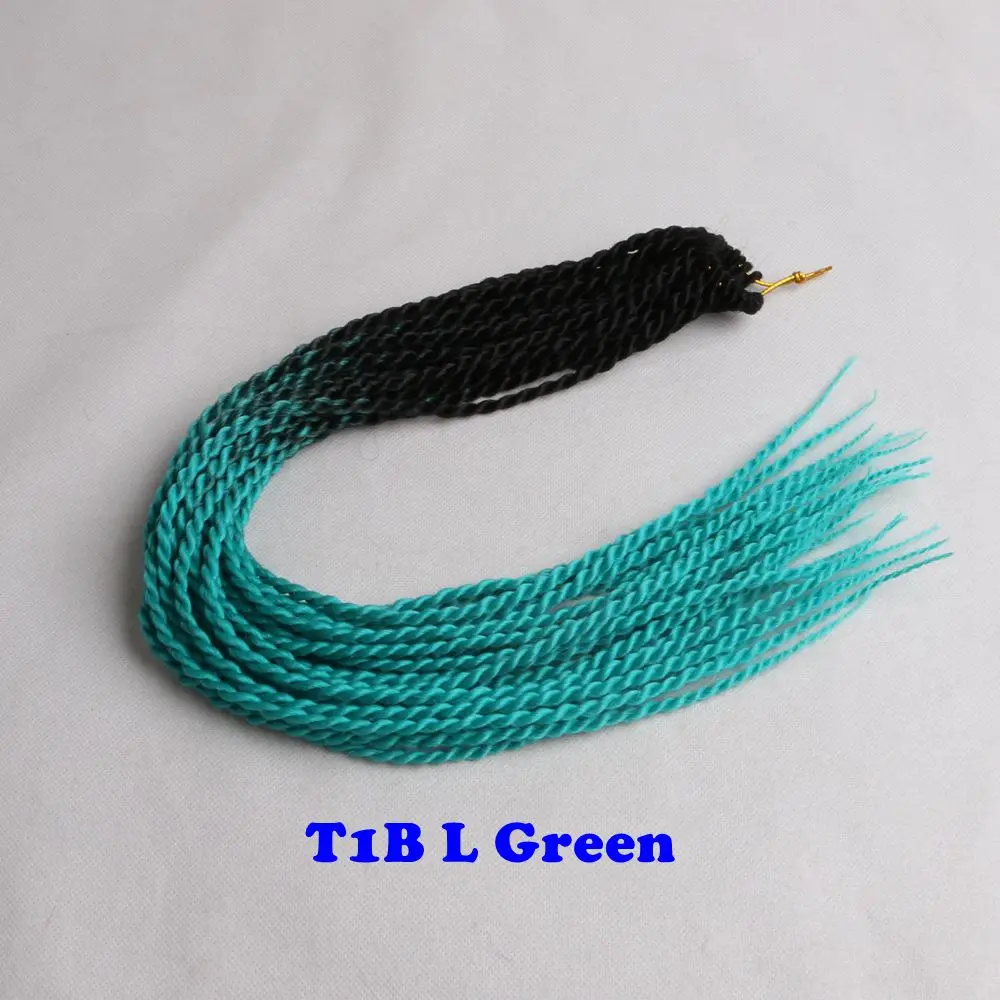 black green Роскошные косички для плетения, 24 дюйма, Омбре, Сенегальские скрученные волосы, вязанные крючком косички, 24 корня/упаковка, синтетические косички для женщин, серые, розовые - Цвет: black green
