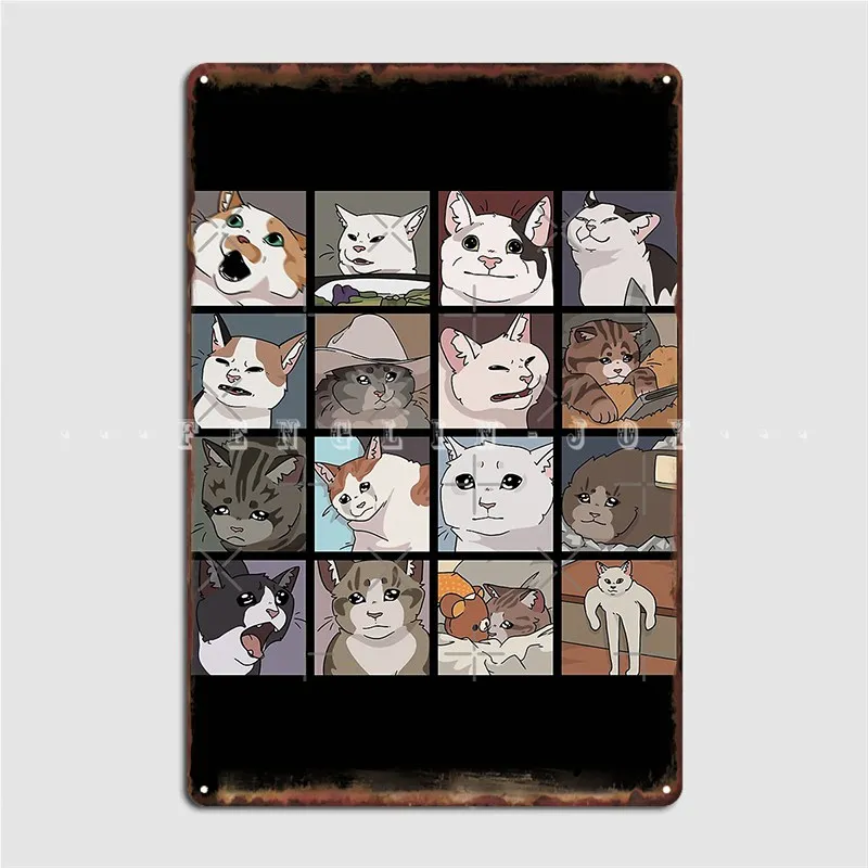 

Meme Cats 2.0 Metal Plaque Poster Club Home Living Room Custom Wall Decor Tin Sign Poster