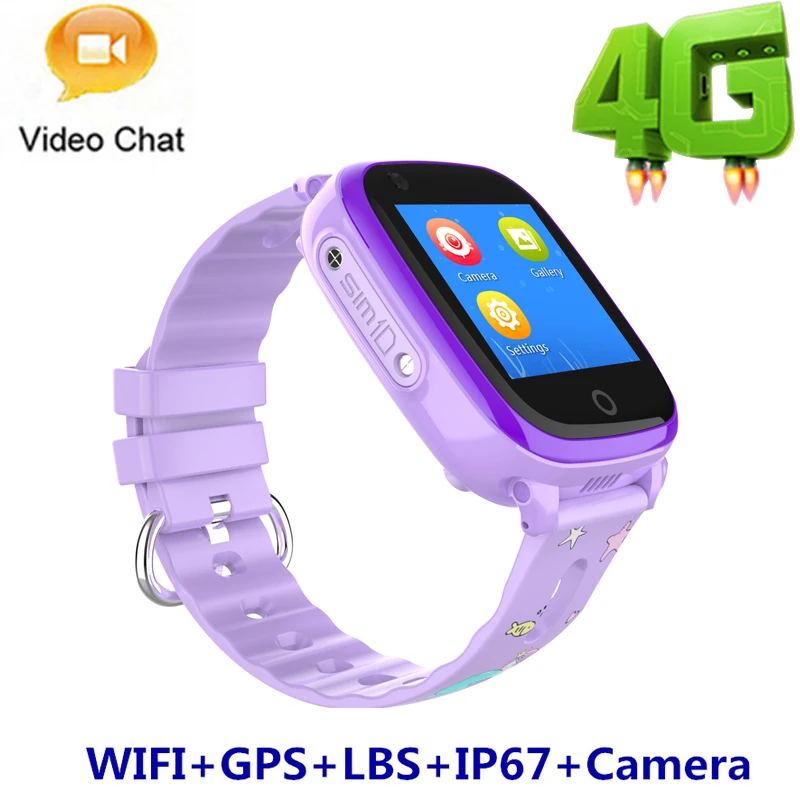 purple Новые DF33 4G Детские умные часы IP67 водонепроницаемые SOS HD видео звонки WiFi gps LBS трекер положения голосовой мониторинг для детей студентов - Цвет: purple