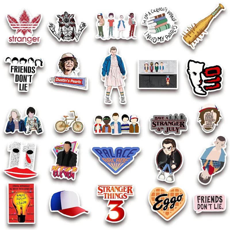 Pegatinas cl&aacute;sicas de Thriller Stranger Things para motocicleta, ordenador, coche, guitarra, refrigerador, 10/30/50 unids/paquete-2