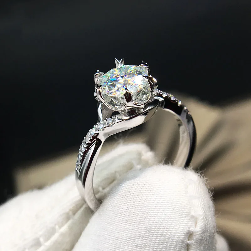 925 пробы Серебряное кольцо 6,5 мм 8 мм 9 мм кольцо с муассанитом и бриллиантом круглой огранки 1ct 2ct 3ct EF юбилей свадебный подарок для девушки