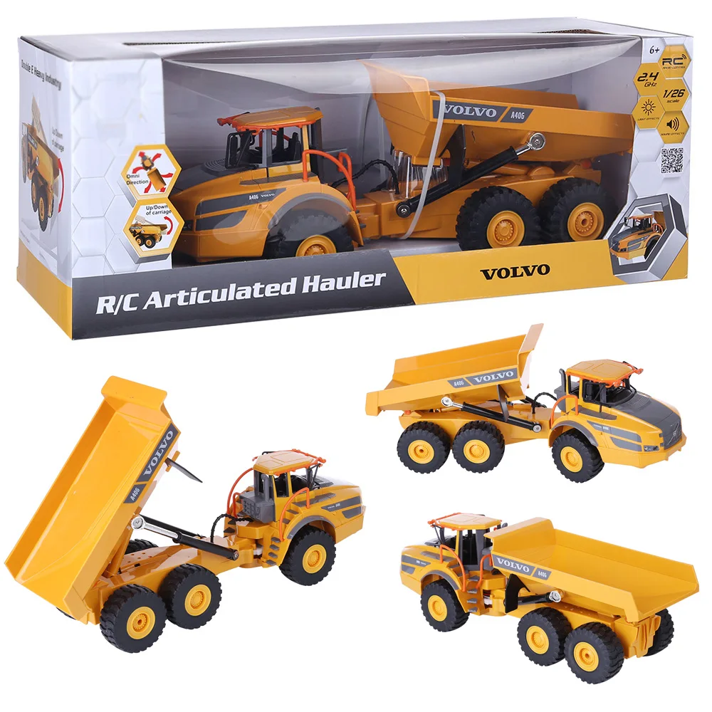 Volvo 2.4G Remote Control Excavator Car RC Dump Truck Articulated  Full Functional  Construction Vehicle Carry Soil for Kids