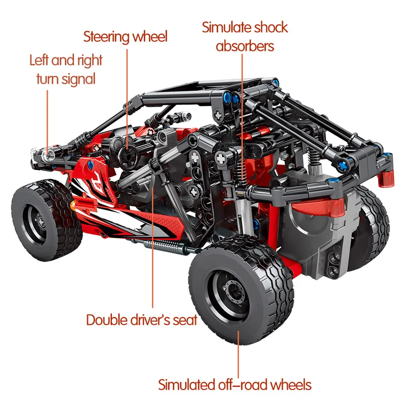 

DiY City Pull Back Mechanical Racing Off-road Racing Car Building Blocks For Car Bricks Toys For Children Boys