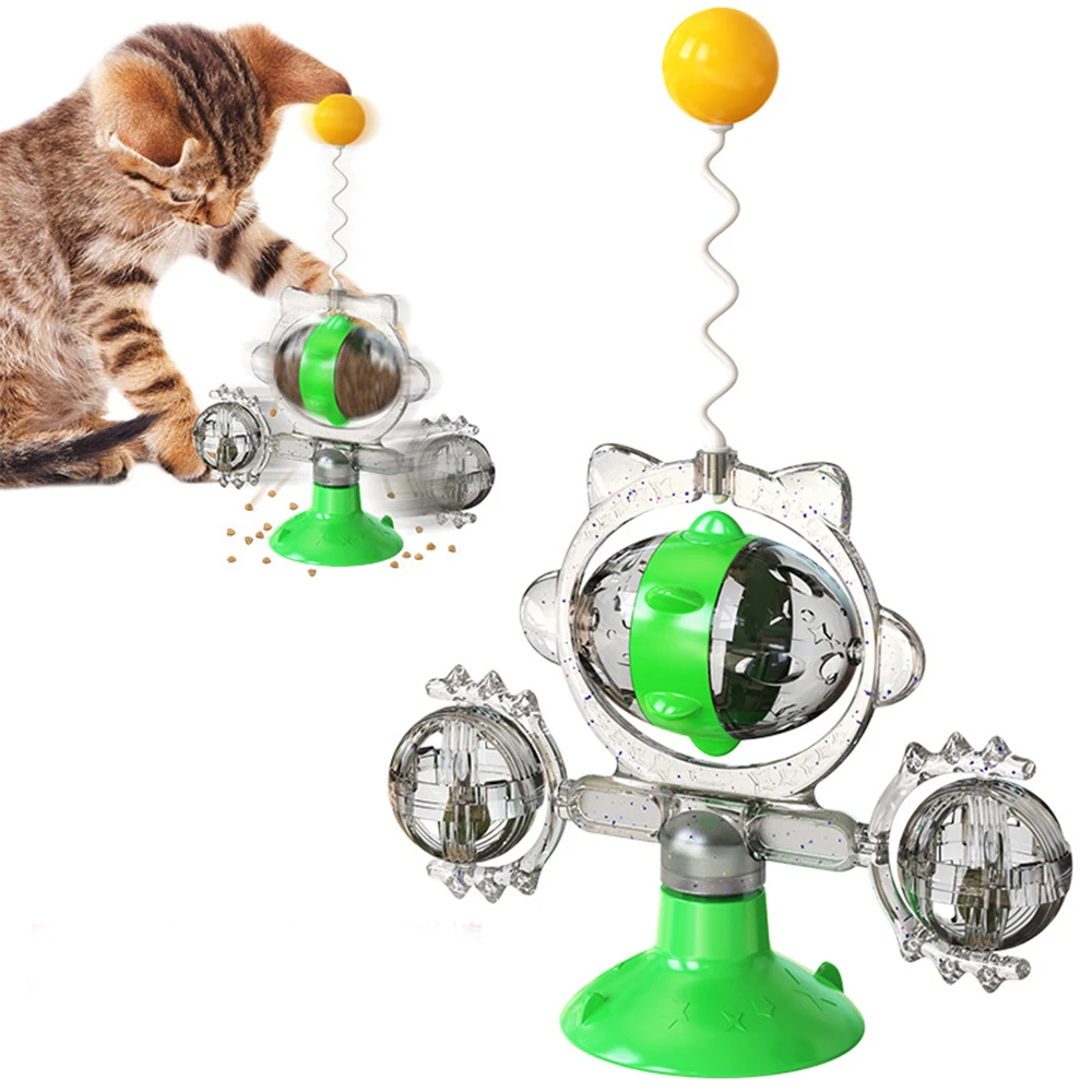 

Cat Educational Interactive Toy Slow Food Dispenser Toy 360° Rotating Windmill Snack Dispenser Kitten IQ Auxiliary Toy