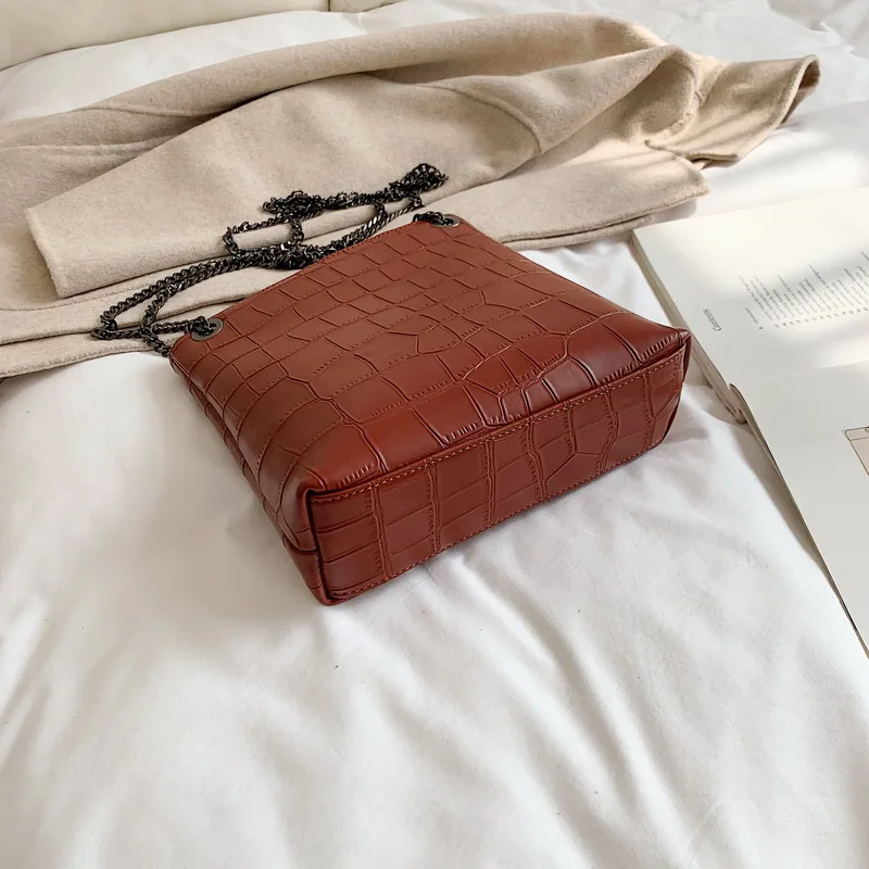 

Vintage leather Stone Pattern Crossbody Bags For Women 2019 New Shoulder Bag Fashion Handbags and Purses Zipper Bucket Bags