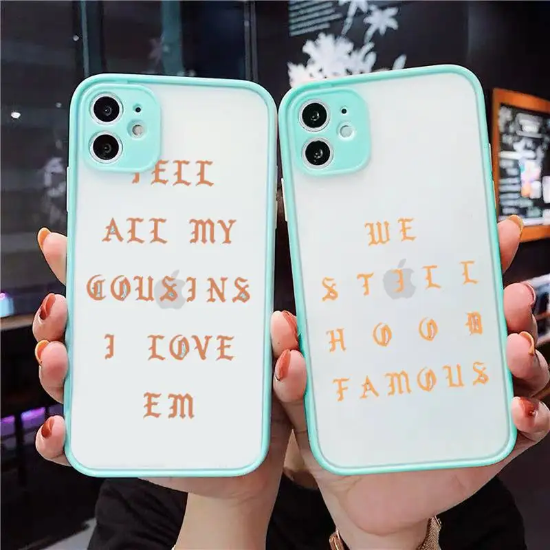 

Kanye PABLO Color text pattern Phone Case For iPhone 12 11 Mini Pro XR XS Max 7 8 Plus X Matte transparent blue Back Cover
