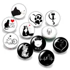 С милым рисунком кота, любимого питомца 18 мм кнопки 10 шт. круглые фото кабошоны разрисованные изделия из стекла стиль для кнопки ювелирные изделия