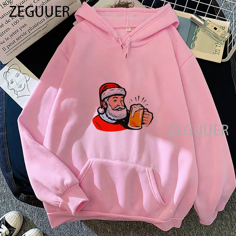 

Санта Клаус с пивом Рождество новый осенний топ модные толстовки с длинным рукавом для женщин хип-хоп толстовка женская одежда 2021
