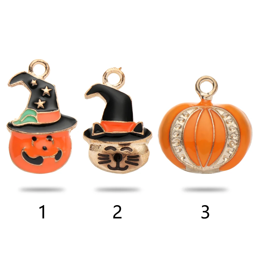 1 шт сплав Хэллоуин амулеты эмаль Тыква кошка шляпа кулон для браслета ожерелье