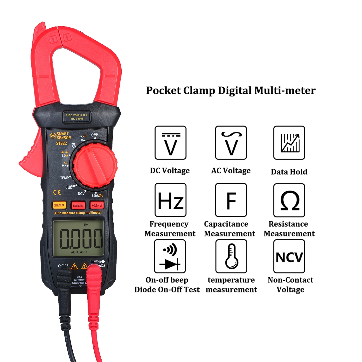 SMART SENSOR Automatic Range Digital Clamp Meter High Precision Multimeter AC Ammeter Gauge ST823 Tool | Инструменты