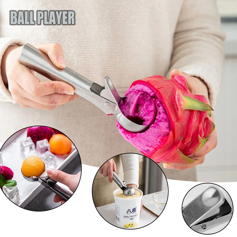

Stainless Steel Ice Cream Scoop With Easy Trigger Multifunctional Diy Fruit Spoon For Home Kitchen Moldes Silicona Reposteria