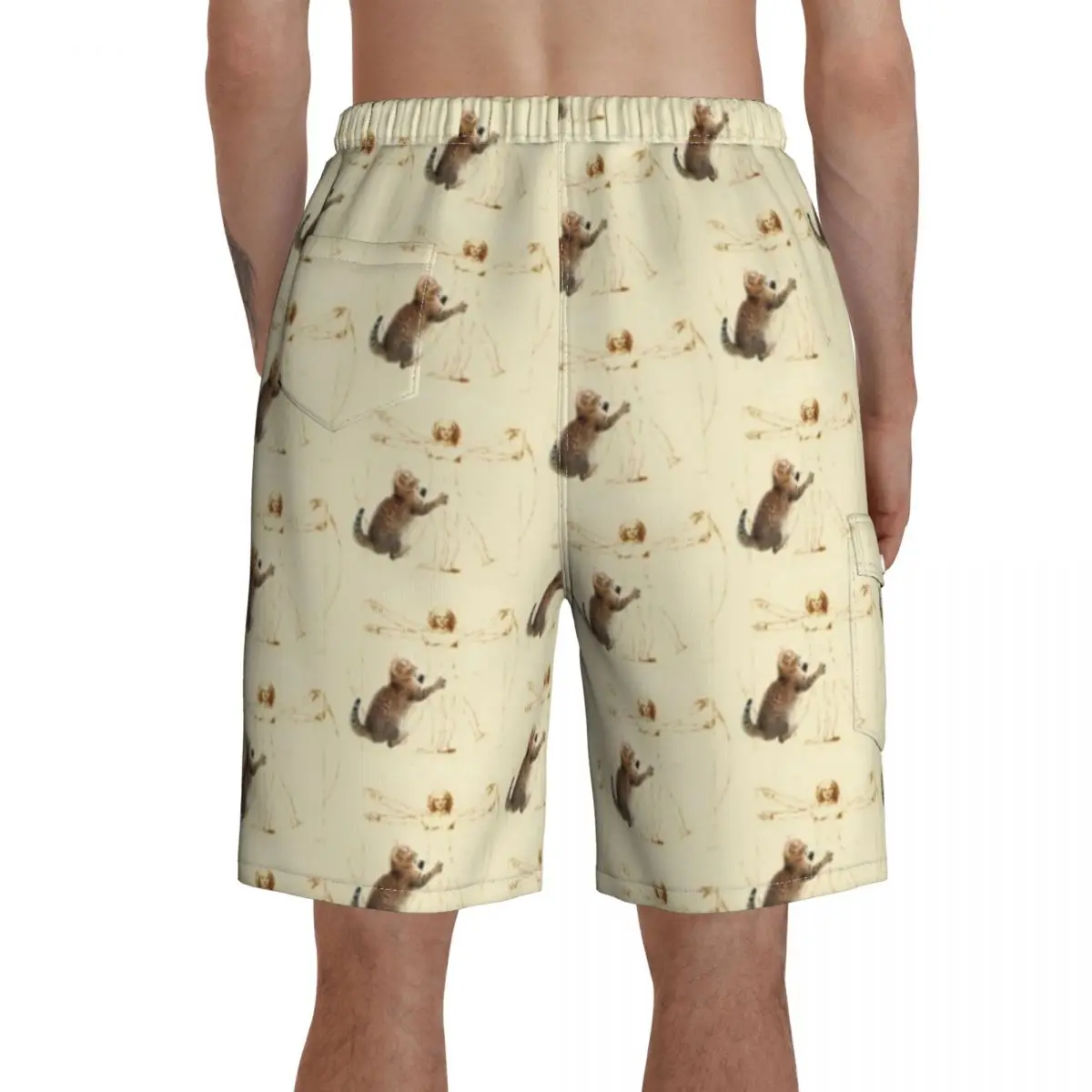 

Vitruvian Board Shorts Swimming Trunks Polyester Men Beach Funny Swim Trunks