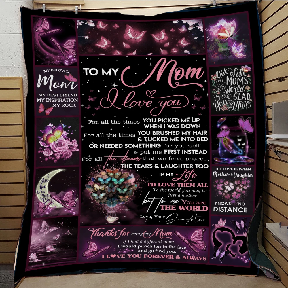 

SOFTBATFY Letters To My Mom Express Love Quilt Blanket for Bed Soft Dropshipping