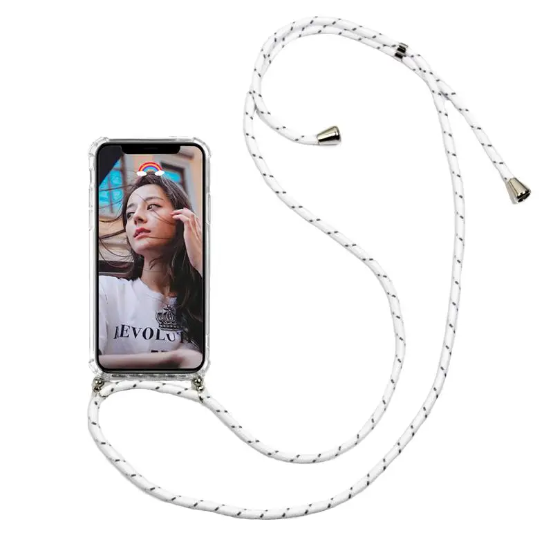For Samsung Galaxy NOTE8 9 S8 S9 S10 A50 A30 A10 M10 Case Transparent TPU Phone Cover Crossbody with Strap long chain | Мобильные