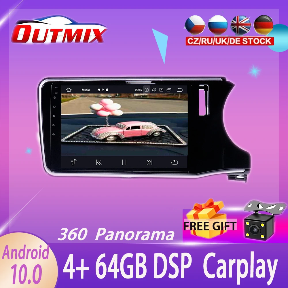 

360 камеры Android 10 система мультимедийный плеер для Honda City Grace 2014-2017 GPS навигация Радио стерео IPS сенсорный экран головное устройство