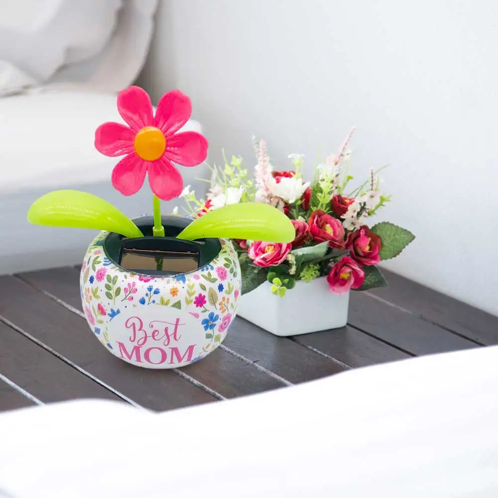 

New Fashion Solar Powered Dancing Flower Swinging Animated Bobble Dancer Toy Car Decor Kids Toys Gift