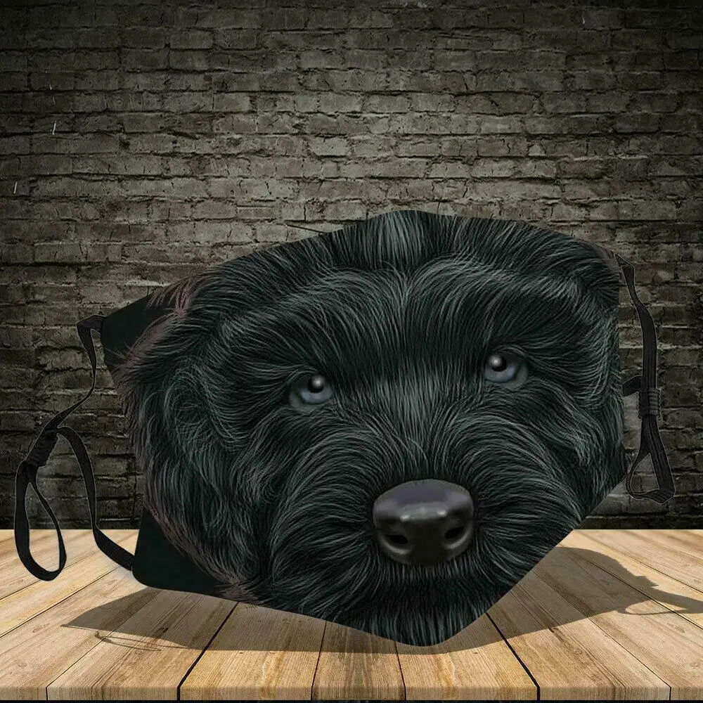 

Black Russian Terrier Dog Lover Face Mask Adult Face Mask 3D Reusable