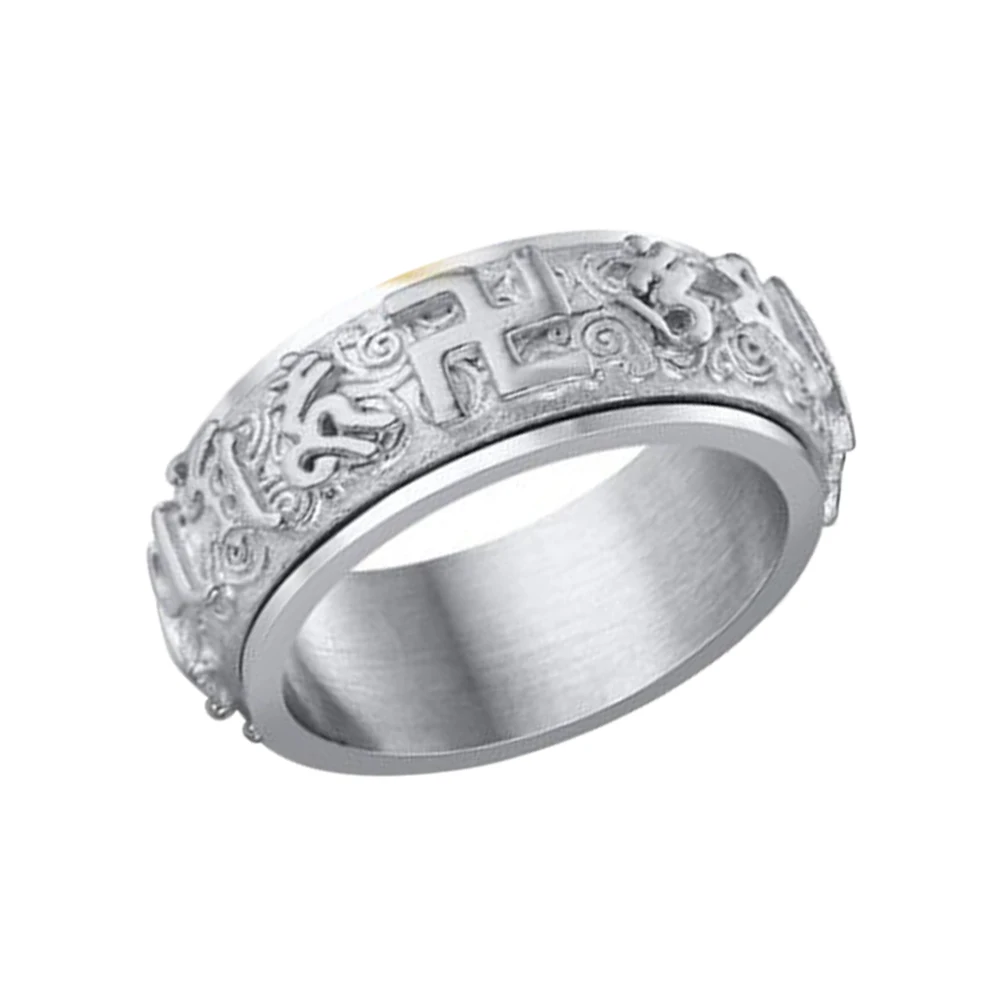 Вертушка буддийское религиозное кольцо титановое стальное на палец буддистское