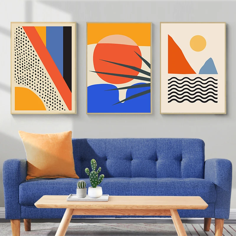 Геометрический абстрактный пейзаж скандинавиа холст живопись плакат и принты