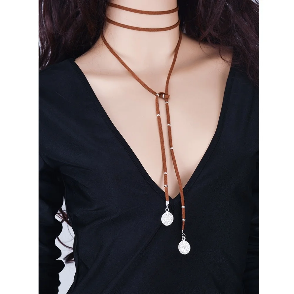 Модное ожерелье Чокеры женские ожерелья и подвески чокер длинный кожаный шейный