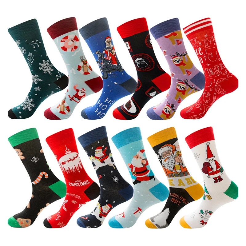 

Best Selling Colorful Unisex Christmas Socks Men's Socks Elk Stockings Printed Women's Socks Christmas Gifts Pure Cotton