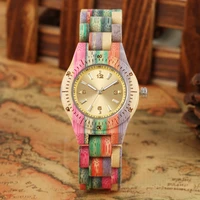 women wood watch 100 handmade natural colorful bamboo quartz wristwatch design luxury montre bambu dama madera relojes de mujer