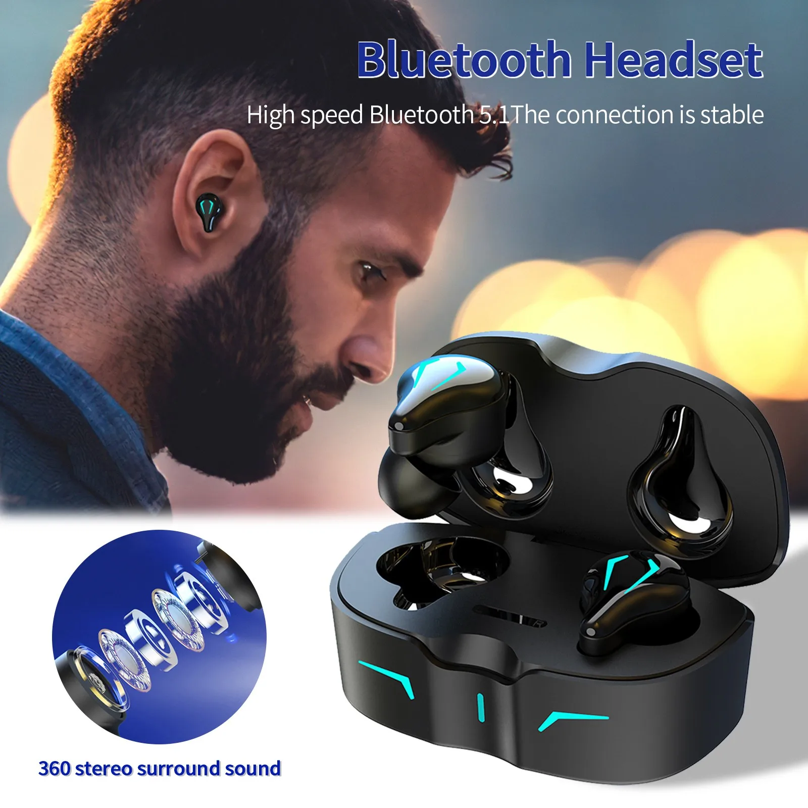 

Tws беспроводные Bluetooth наушники чехол новая игровая гарнитура Bluetooth 5,0 8d True Stereo Surround наушники беспроводные наушники