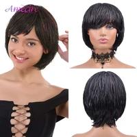 synthetic short braided bob wigs african american hair short box braid wigs with bangs natural comfortable wig for black women