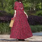 Платье ZANZEA женское с круглым вырезом, свободный винтажный сарафан с коротким рукавом, длинный богемный сарафан с цветочным принтом и оборками, на лето