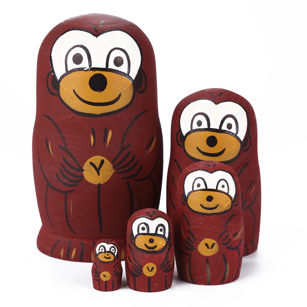 

Russian Nesting Dolls 5 Layers Matryoshka Doll Color Painted Home Decors Babushka Hand Paint Crafted Doll for Kids Children Gift