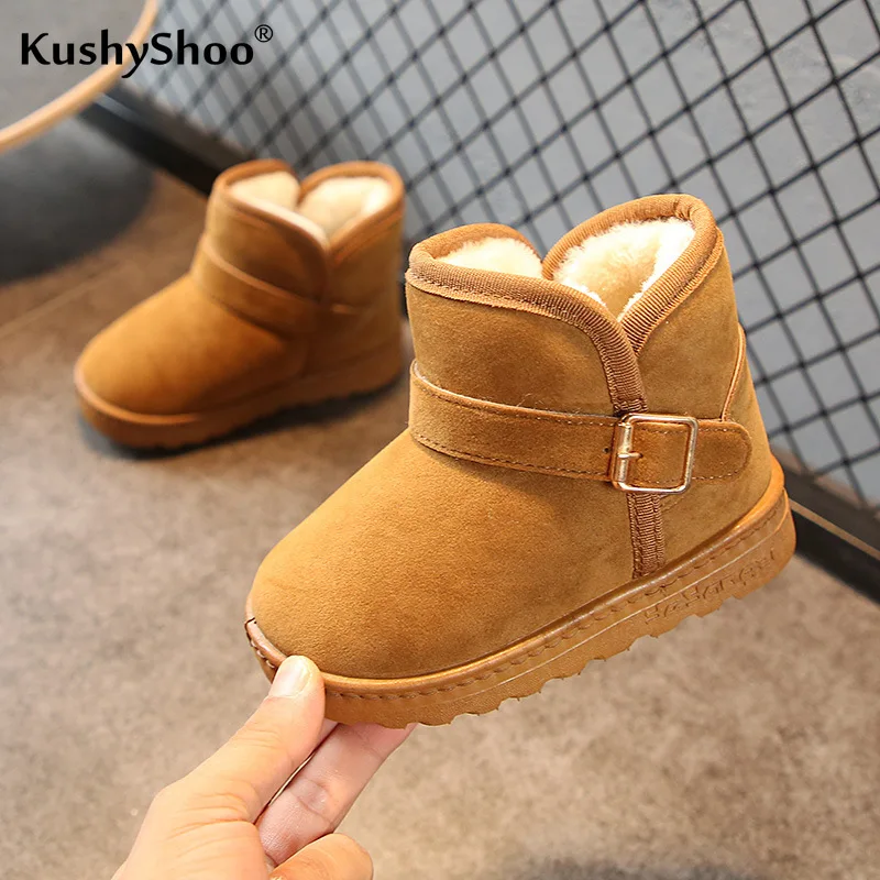KushyShoo/зимние ботинки с мягкой подошвой Детские хлопковые плюшевые теплые