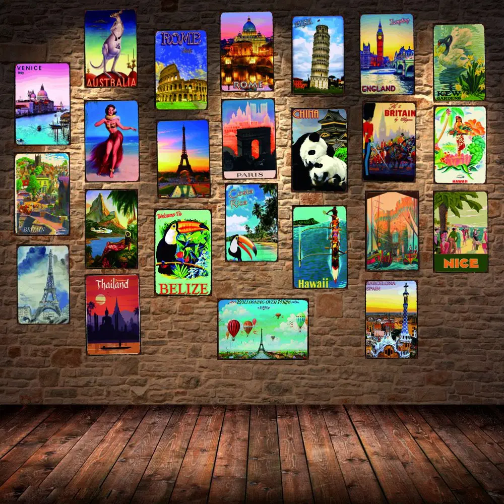 

Hawaii Travel City Vintage Metal Plate Iron Poster Wall Bar Shop Restaurant Home Art Craft Decor 30X20CM DU-1890