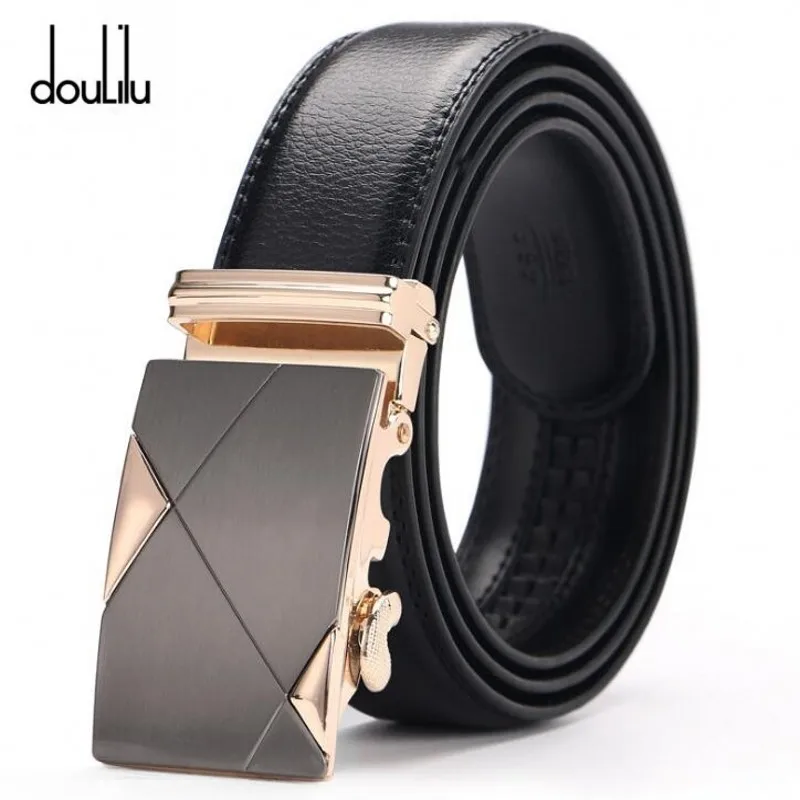 

3.5cm Width Brand Simple Casual Men's Leather Belt Designer Luxury Cowhide Belt Ratchet High Quality Alloy Automatic Buckle