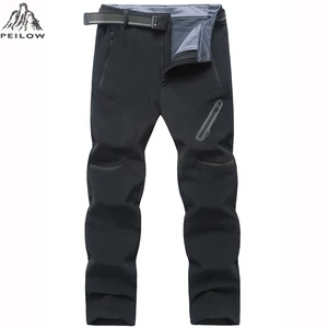 PEILOW размера плюс 7XL 8XL 9XL мужские зимние плотные теплые флисовые брюки из кожи акулы мужские водонепроницаемые спортивные брюки тактические брюки