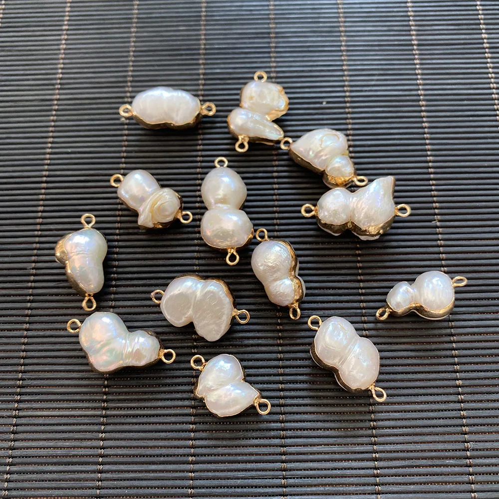 

Natural Freshwater Pearl Pendant Two-hole Exquisite Pendant for Handmade DIY Jewelry Necklace Bracelet Accessories 3 Pieces