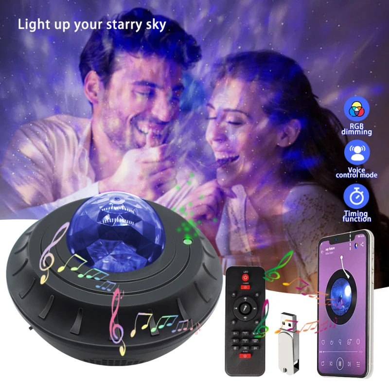 

LED Colorful Starry Sky Galaxy Projector Blueteeth USB Voice Control Music Player LED Night Light Charging Projection Lamp Gift